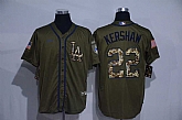 Dodgers 22 Clayton Kershaw Olive 2020 Nike Cool Base Jersey,baseball caps,new era cap wholesale,wholesale hats